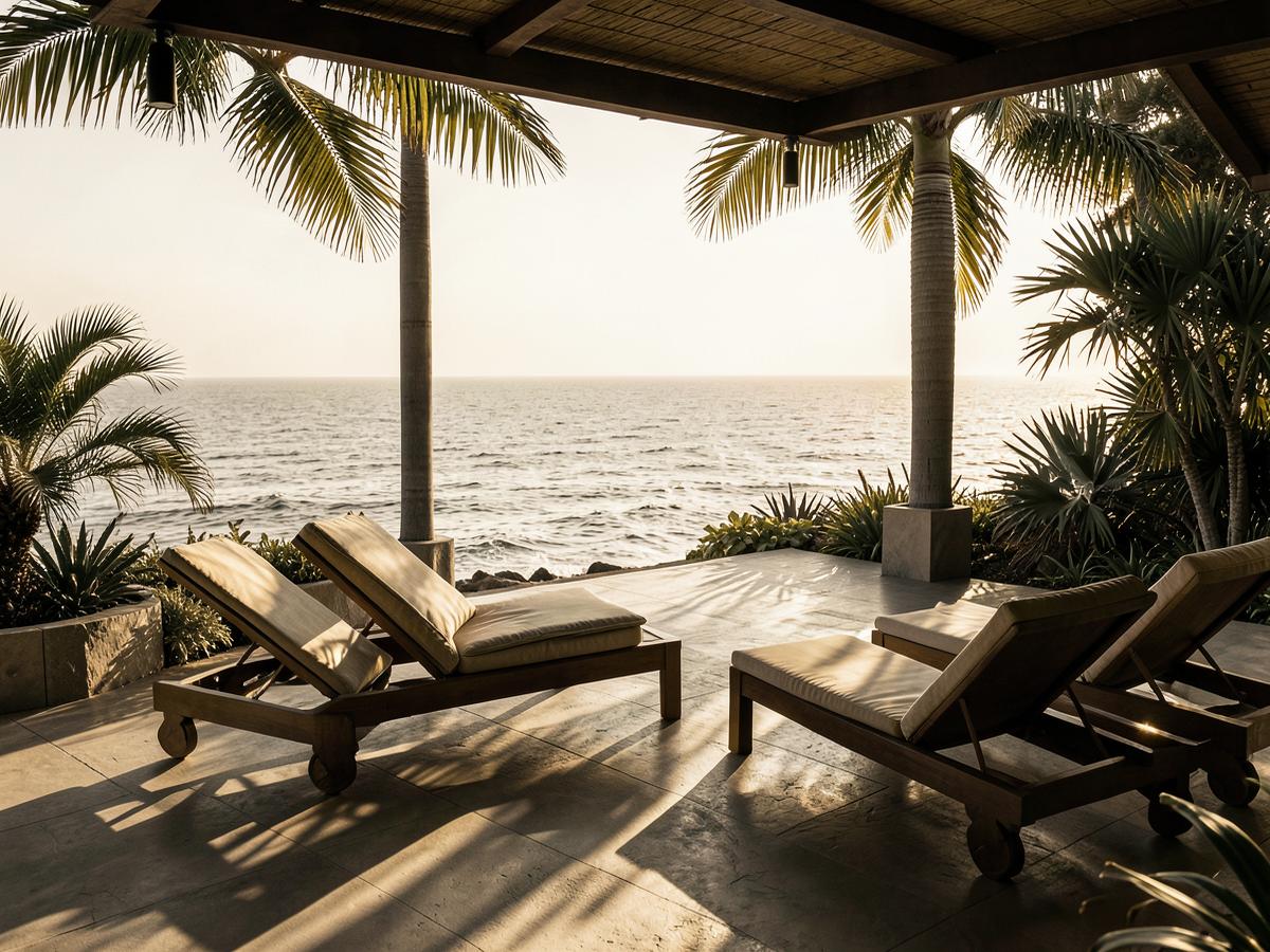 Warm oceanfront resort terrace representing the Vacation Fun and Sun Club